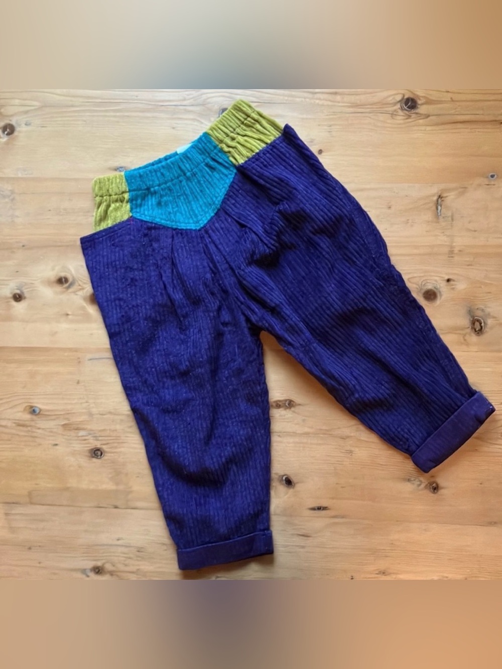 brummi size 86 (1T) 24 mo. wide wale corduroy pull up pants purple and blue NWOT